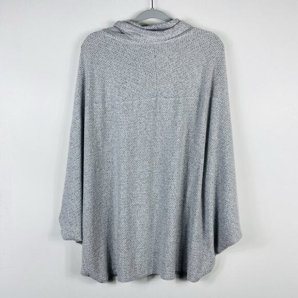 Lane Bryant Plus Size 14 16 Herringbone Cowl Neck Poncho Sweater Gray - Picture 4 of 8
